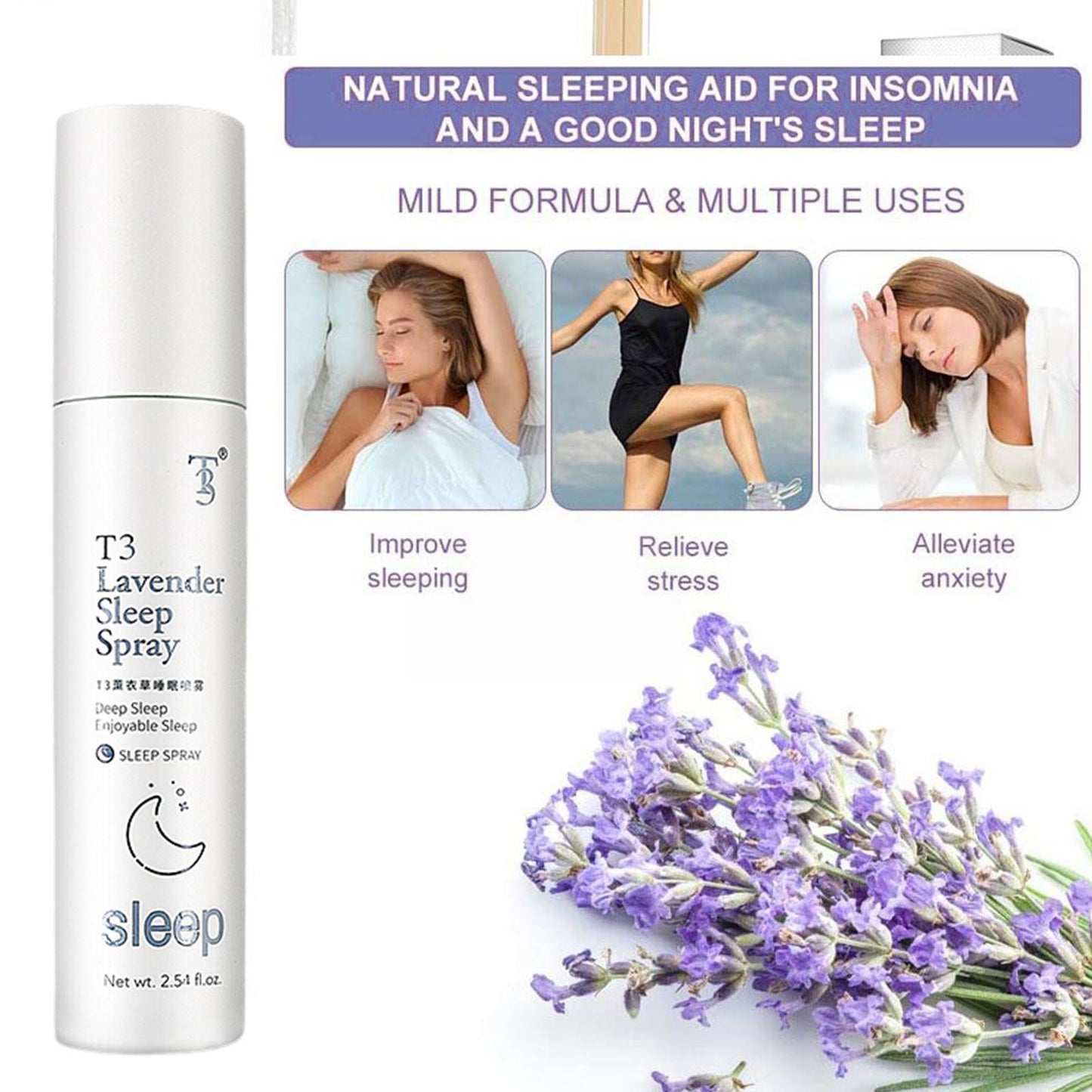 Lavender Sleep Spray 75ml Lavender Pillow Mist Sleep Sleep With Mist Provides Pillow And Rest Relaxation Spray Natural R5F4