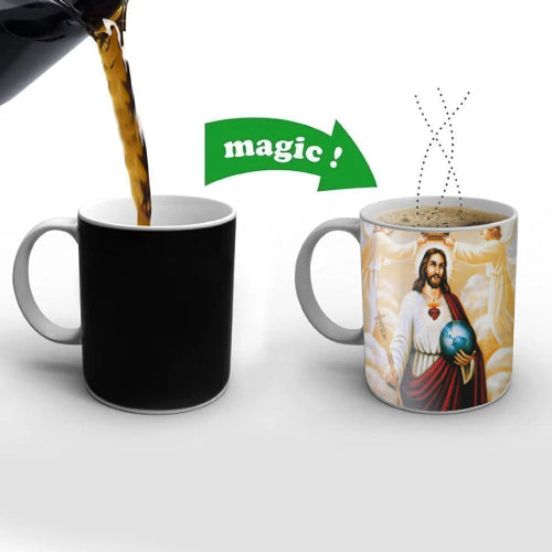 Vintage-Jesus-Christ-Coffee Mugs Heat Color Changing Milk Tea Cup For Birthday Gifts Free shipping