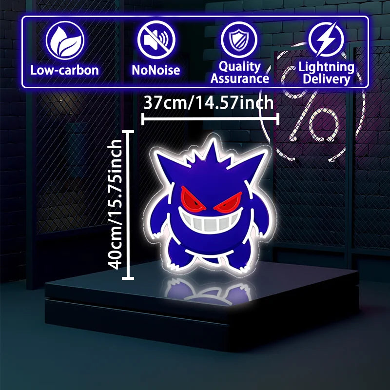 Pokemon Cool Gengar Acrylic Neon Sign LED Light USB Powered Artwork for Home Festival Home Decor Party Birthday Gift For Kids