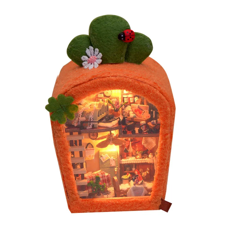 Mini Dollhouse Miniature Diy Plush Famil Doll House Miniaturas Maison sylvanian Home Children Birthday Christmas New Year Gifts