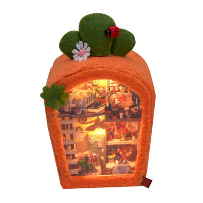 Mini Dollhouse Miniature Diy Plush Famil Doll House Miniaturas Maison sylvanian Home Children Birthday Christmas New Year Gifts