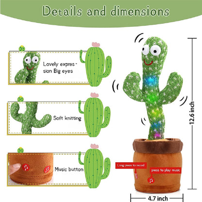 32cm Electric Twisting Dancing Enchanting Cactus Toy With English / Russian / Spanish / Vietnamese / Arabic 120 Songs Cactus Toy